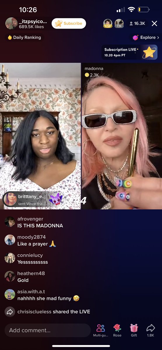 TheSlayGawd's tweet photo. TERRI JOE IS LIVE ON TIKTOK WITH MADONNA LMAOOO https://t.co/CXSg0nkUQI