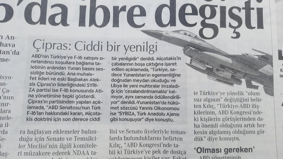 Η <a href="/Hurriyet/">Hürriyet.com.tr</a>, αναφερόμενη στην υπόθεση των F16, περιγράφει τη χθεσινή ανακοίνωση του <a href="/syriza_gr/">ΣΥΡΙΖΑ</a>, με τίτλο «Τσίπρας: Βαριά ήττα». Ο ΣΥΡΙΖΑ αναπαράγει την τουρκική ερμηνεία και δίνει τροφή στα εκεί ΜΜΕ. Τα θέματα εθνικού ενδιαφέροντος δεν προσφέρονται για μικροκομματική πολιτική.