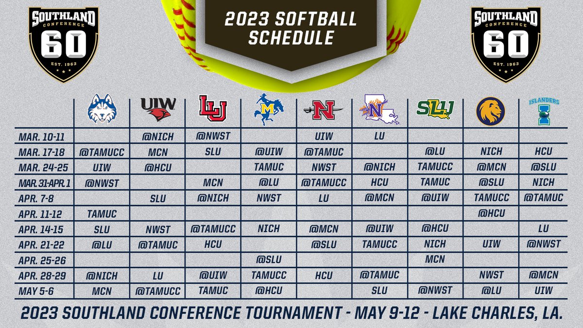 The 2023 #SouthlandStrong Softball Conference schedule is out! Which series are you looking forward to the most?!

southland.org/news/2022/10/1…