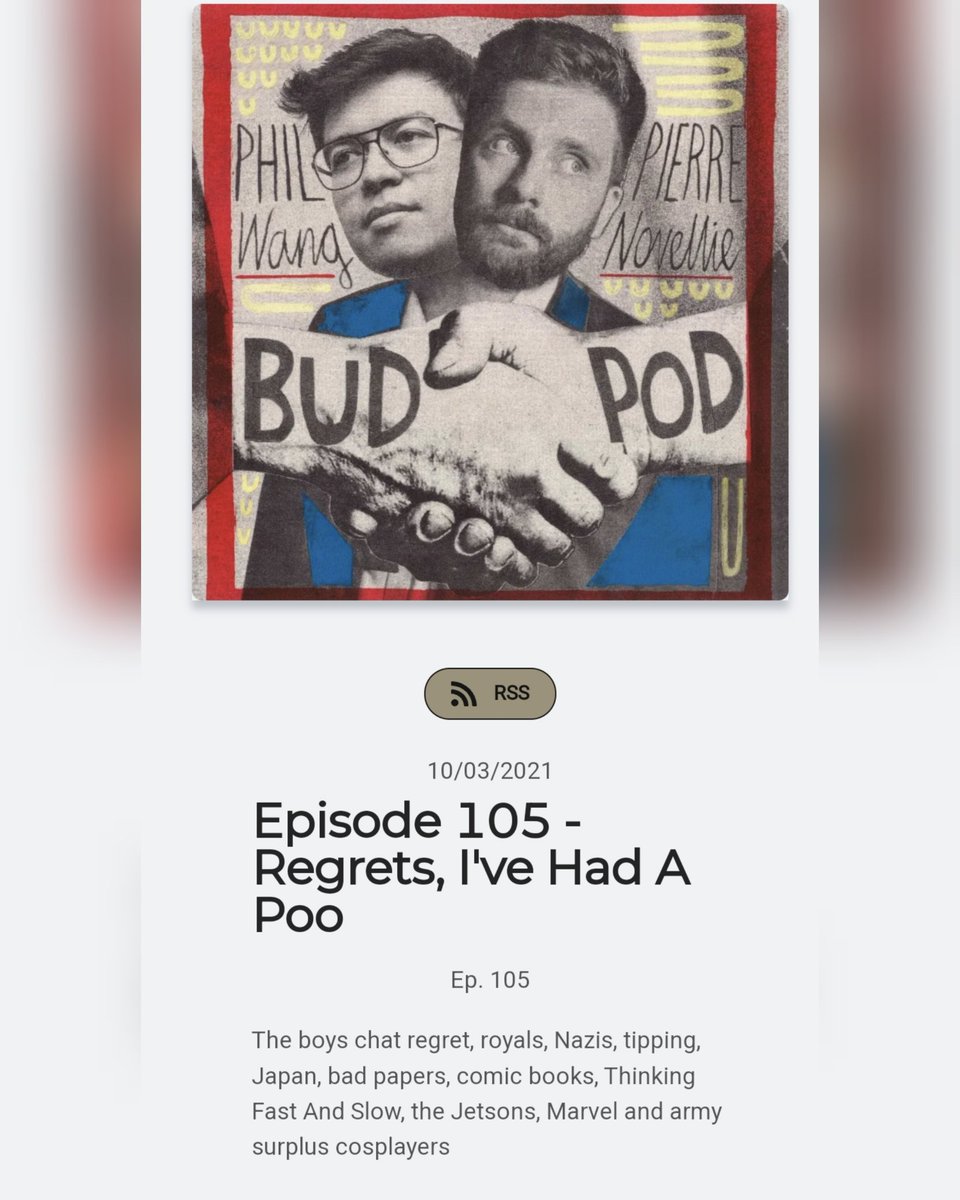 Comedypodcastde's tweet photo. Comedy podcast of the day
#indiecomedypodcastworldcup winner @thebudpod
Episode 105- Regrets, I've Had A Poo.
Let us know your favourite episodes below
#budpod
#comedypodcast
https://t.co/92DkVufXrk https://t.co/hOv4eSZN3j