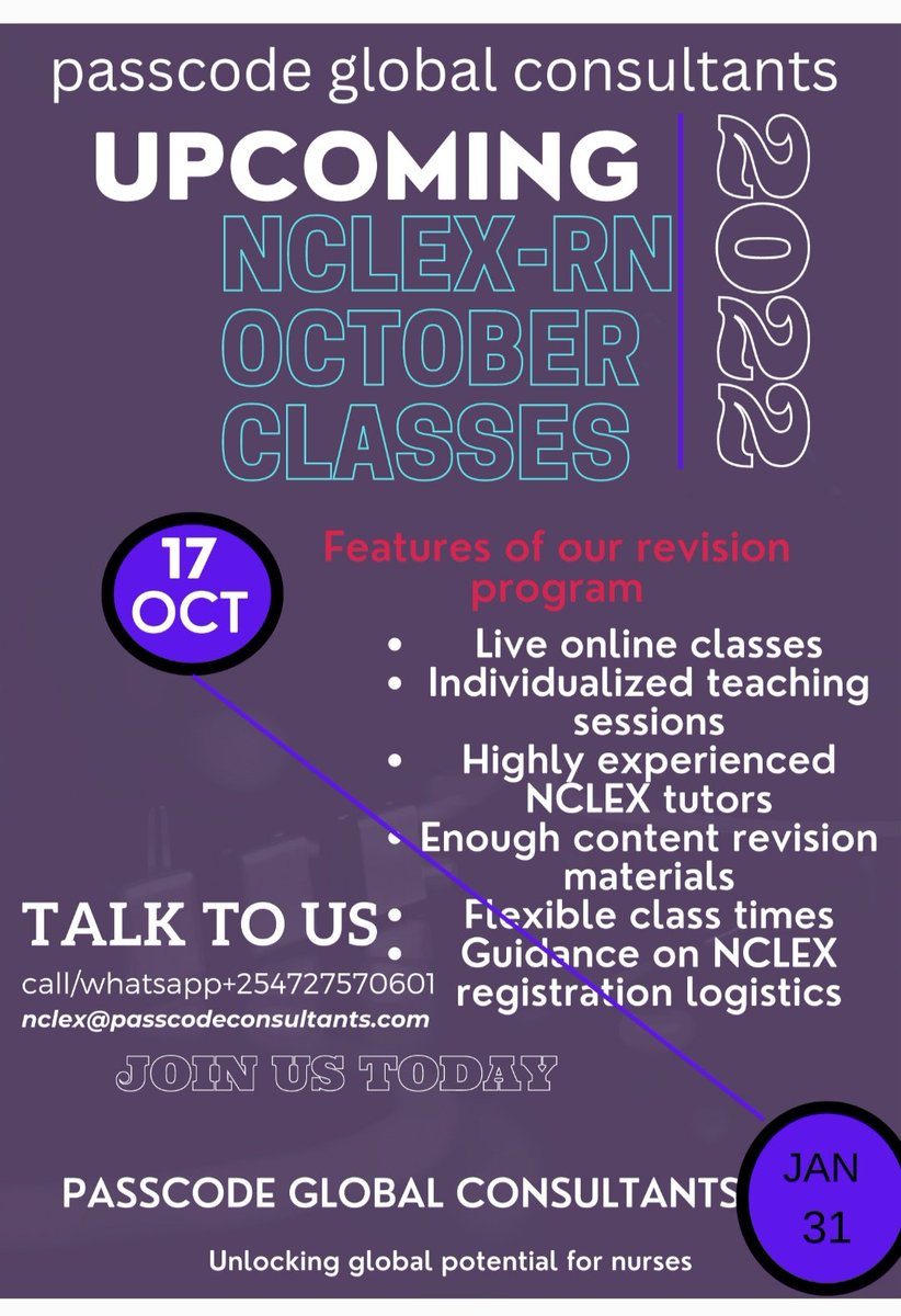 Enroll in our NCLEX upcoming October classes.intake in progress