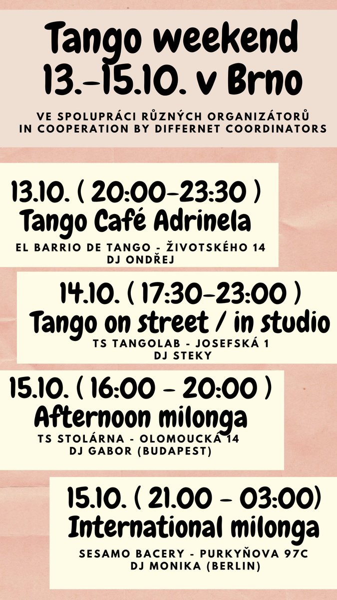 TSteky's tweet image. Nenechte si ujít víkend plný tanga - show a mezinárodních DJs