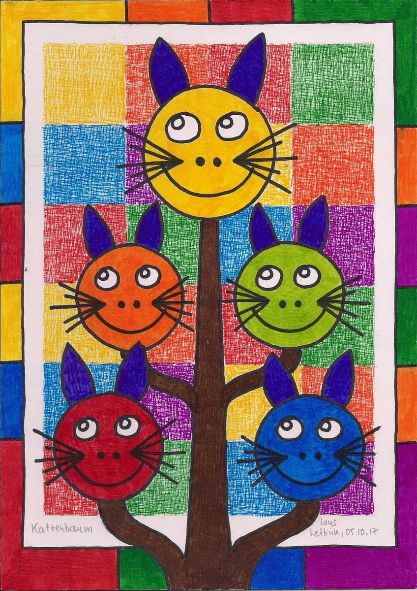 LLettink's tweet photo. Katzenbaum. #katzenbaum. Mögen alle Wesen glücklich sein. Liebe Grüße, Loys. #art #artist #artwork #Kunst #Künstler #seelenart #artbrut #artbrute #LoysLettink #München #picofthefay #artoftheday #Skizzenbuch #Tagebuch #daily https://t.co/zL5J1BXu2F