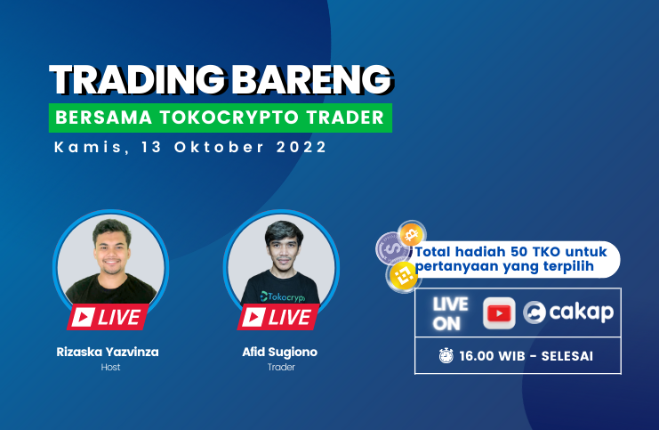 Tokocrypto's tweet photo. Simak cara Membaca Arah Market Kripto Di Ambang Resesi Global di TRABAR Tokocrypto bersama Trader Tokocrypto secara LIVE! 🛋️
Eps. 70 Hari ini, Kamis 13 Okt 2022, 16.00 WIB, 

LIVE hanya di Youtube Channel Tokocrypto  
👉https://t.co/BJO1b43f5P

#tokocrypto #tokotrading #trabar https://t.co/9ltLhWHxPU