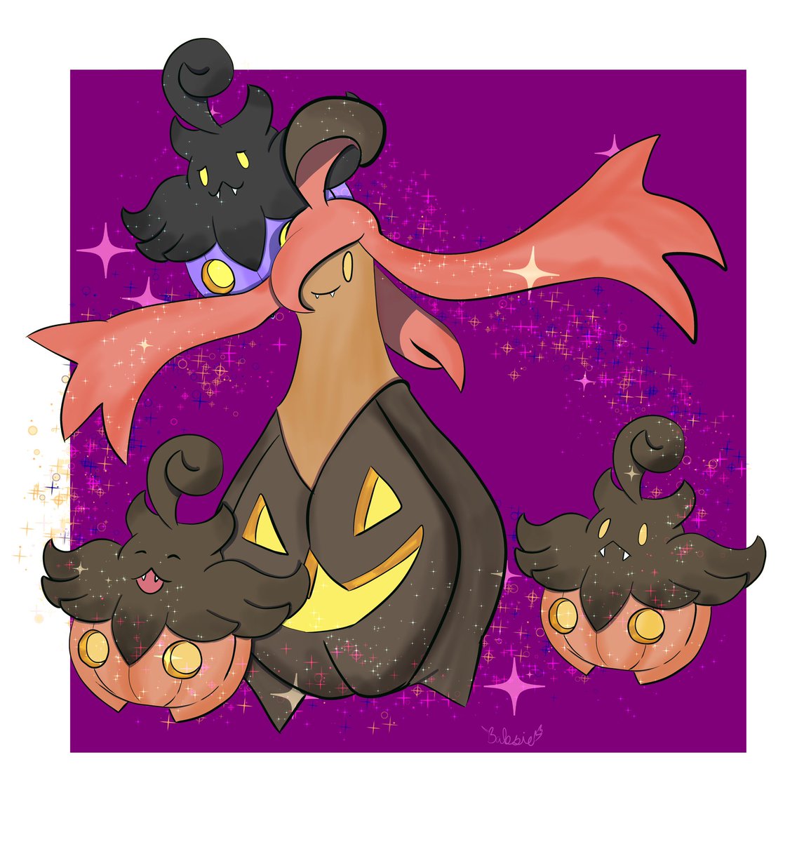 We love a Pokémon Halloween:3 
#Pokemon #Drawtober2022 #pumpkaboo #gourgeist #ShinyPokemon #sticker