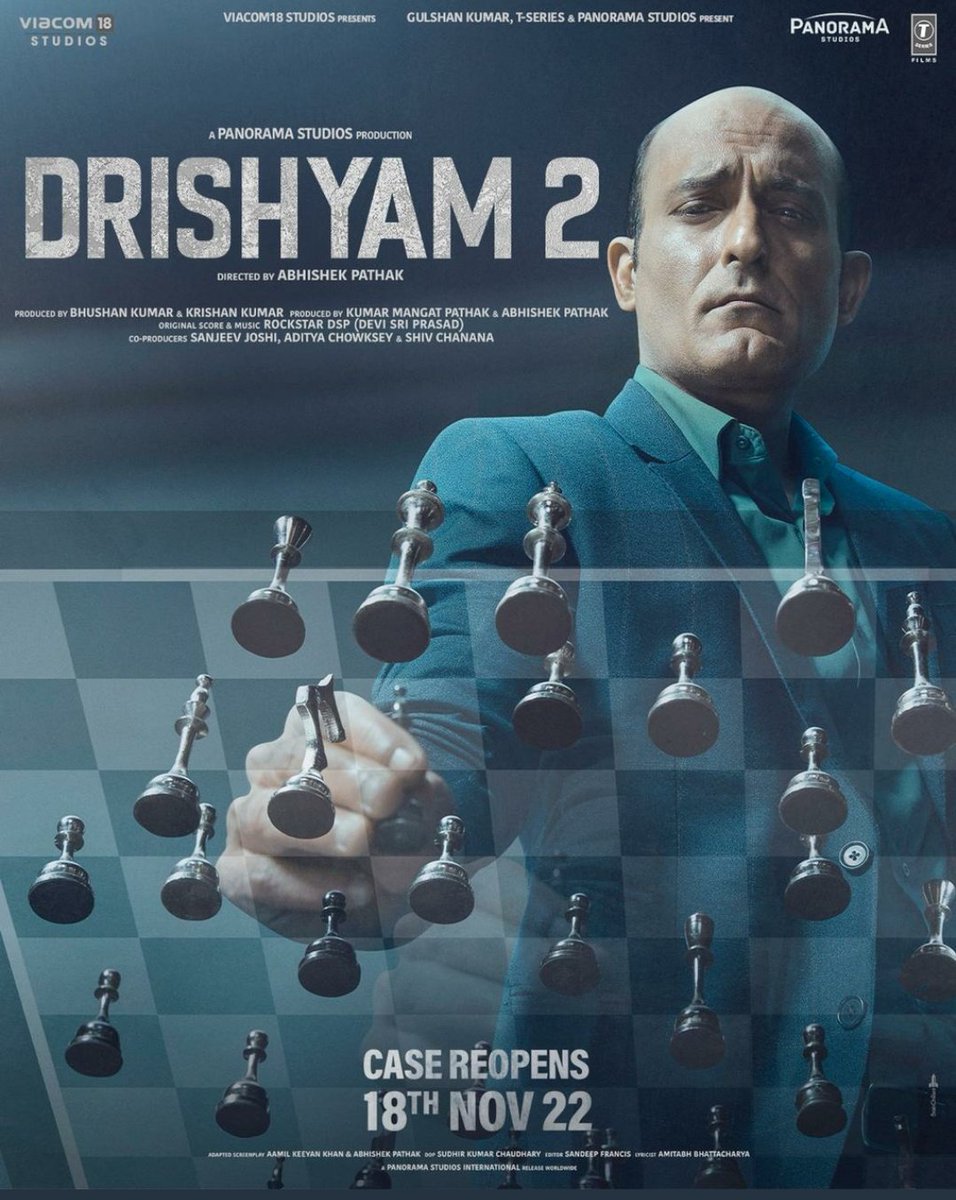 AjayDevgnFFilms (@ajaydevgnfilms) on Twitter photo Dushman ko haraane ka mauka aksar dushman aapko khud deta hai 
#Drishyam2
Case Reopens on 18th November, 2022.
<a href="/ajaydevgn/">Ajay Devgn</a> #AkshayeKhanna  #Tabu <a href="/shriya1109/">Shriya Saran</a> #RajatKapoor #MrunalJadhav <a href="/ishidutta/">Ishita Dutta</a> <a href="/AbhishekPathakk/">Abhishek Pathak</a>  #BhushanKumar <a href="/KumarMangat/">Kumar Mangat Pathak</a> #KrishanKumar <a href="/andhareajit/">Ajit Andhare</a> <a href="/ThisIsDSP/">DEVI SRI PRASAD</a> Dushman ko haraane ka mauka aksar dushman aapko khud deta hai 
#Drishyam2
Case Reopens on 18th November, 2022.
<a href="/ajaydevgn/">Ajay Devgn</a> #AkshayeKhanna  #Tabu <a href="/shriya1109/">Shriya Saran</a> #RajatKapoor #MrunalJadhav <a href="/ishidutta/">Ishita Dutta</a> <a href="/AbhishekPathakk/">Abhishek Pathak</a>  #BhushanKumar <a href="/KumarMangat/">Kumar Mangat Pathak</a> #KrishanKumar <a href="/andhareajit/">Ajit Andhare</a> <a href="/ThisIsDSP/">DEVI SRI PRASAD</a>