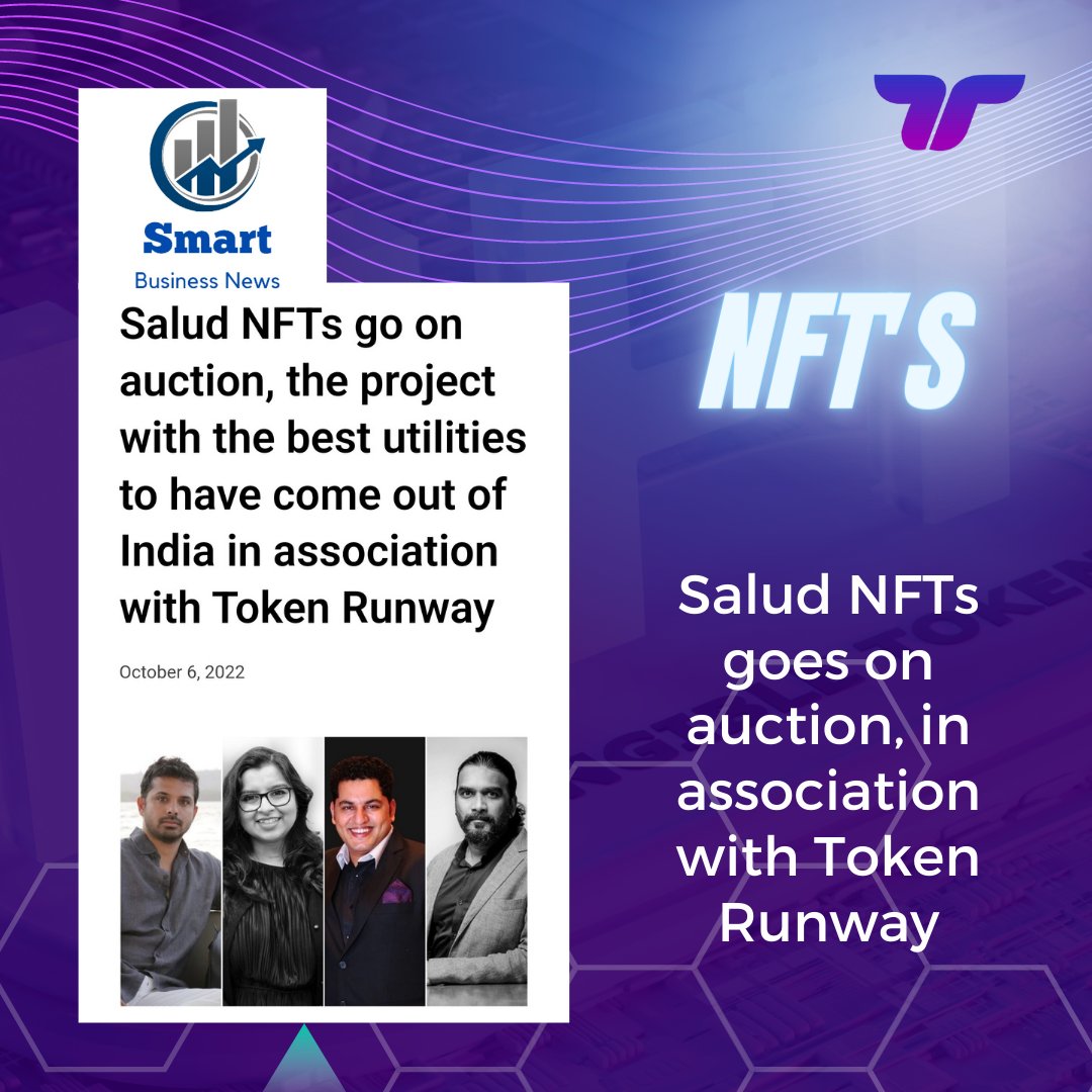 TokenRunway's tweet photo. (1/3)
@saludbeverages launches its new collection of NFTs for auction in association with Token Runway. It is a project that provides the best experiences to its buyers. Here's a glimpse of some of the media coverage. 
#nftnow #nftblockchain #nftnews #nft https://t.co/1OEWTEwSO3