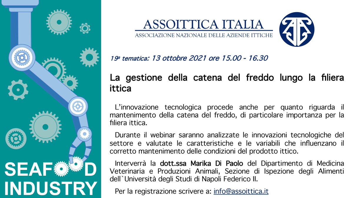 Assoittica's tweet photo. Oggi si chiude il percorso di formazione organizzato da #Assoittica Italia per le aziende del settore ittico con il rilascio di attestati di partecipazione e la predisposizione degli atti con tutte le presentazioni dei relatori.
Per partecipare scrivere a info@assoittica.it https://t.co/AZRUn0yZU8