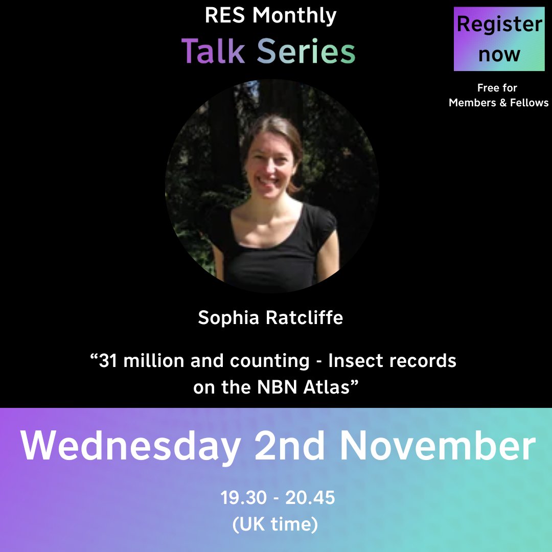 RoyEntSoc's tweet photo. #Register for the next talk in our new #online #talk #series:
https://t.co/h0P8k6jawH

The next talk will be with Sophia Ratcliffe on “31 million and counting – Insect records on the NBN Atlas”
#Free to #members &amp; #fellows

#Entomology #Science #Education #Research #Evening https://t.co/hQ9azUoQQA