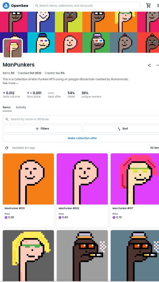 Good morning, ManPunkers. 

Successfully minted 50 ManPunkers NFT. And the floor price has changed from 0.5  to 0.6 matic.
 
This project is gonna be among the top 10 best Nfts someday.

Thank you all for your support and please stay safe.

Stick around, giveaway coming soon.