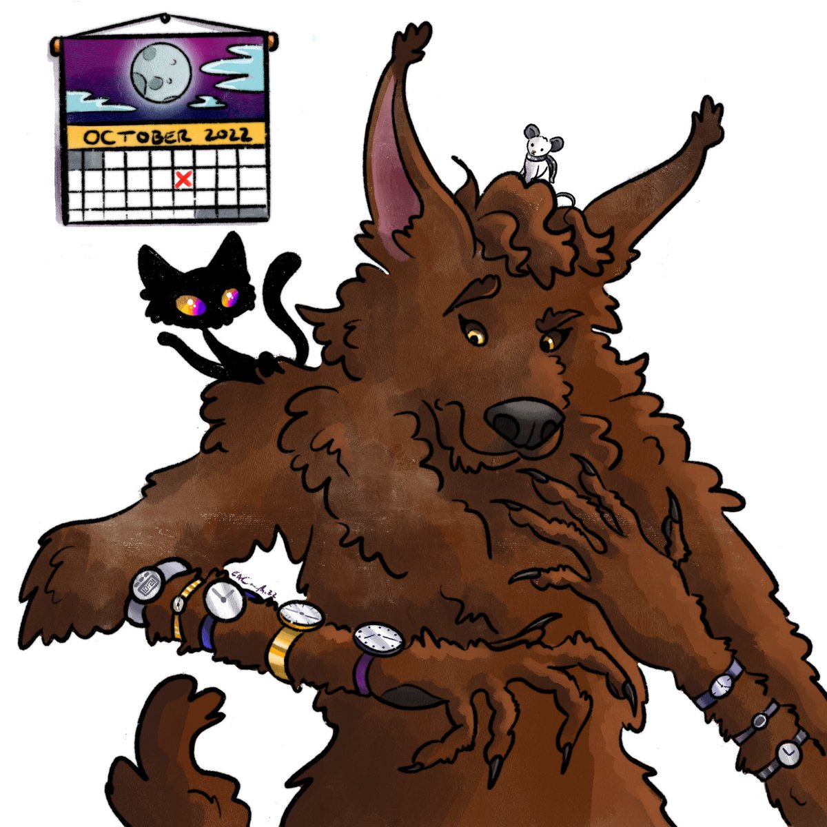 LizTheFrizzzz's tweet photo. #Drawlloween2022 Day 13: When Wolf 🕰⏱⏰
Artwork (c) Lizzie Cavanagh
#drawlloween #trixiestreats #trixieandceleste #werefrizz #whenwolf #briansoria #illustration #digitalart #lycanthrope https://t.co/t0nwqxmICe