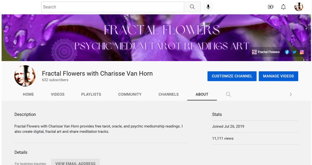 fractalflowers_'s tweet photo. Most of my video content is on Facebook and YT. I add the streams here, but can't see comments via Streamyard and feel as though I can't interact with viewers. Anyway, check out my YT views. Will you be the 11,112th viewer of my channel? #angelnumbers
https://t.co/SSXA2tE4E7 https://t.co/a6983ylt7A