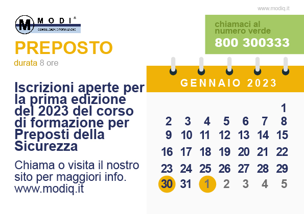 MODIQ's tweet photo. Il 30 Gennaio 2023 e il 1 Febbraio 2023 si svolgeranno i corsi di #formazione e #aggiornamento per i #preposti. Cliccando qui si troveranno le schede di iscrizione con tutte date previste per l'anno 2023
FORMAZIONE https://t.co/hFz0SRHoQ2
AGGIORNAMENTO https://t.co/GmclsgSABB https://t.co/OiK45tCQQr