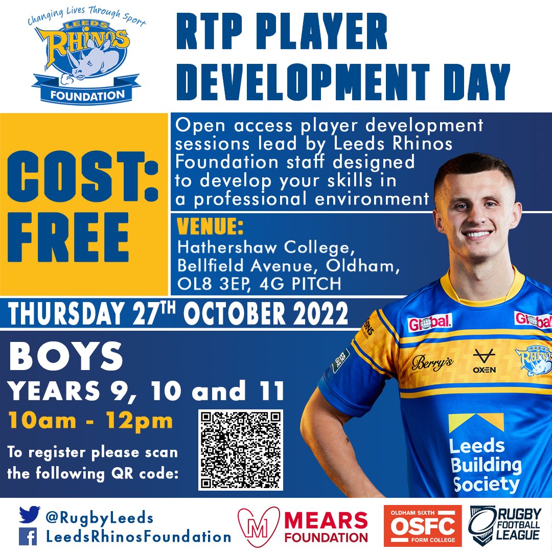 RugbyLeeds's tweet photo. Another great game for our @osfcPE Development Academy yesterday 🆚 @RunshawCollege ended 30-34.

For any players across Oldham in Year 11 interested in joining the Rugby Academy next year, find out more at our Development Day on 27 October 🏉

BOOK NOW ➡️ https://t.co/12VJ5c4V9D https://t.co/kE4Dvo6UVa