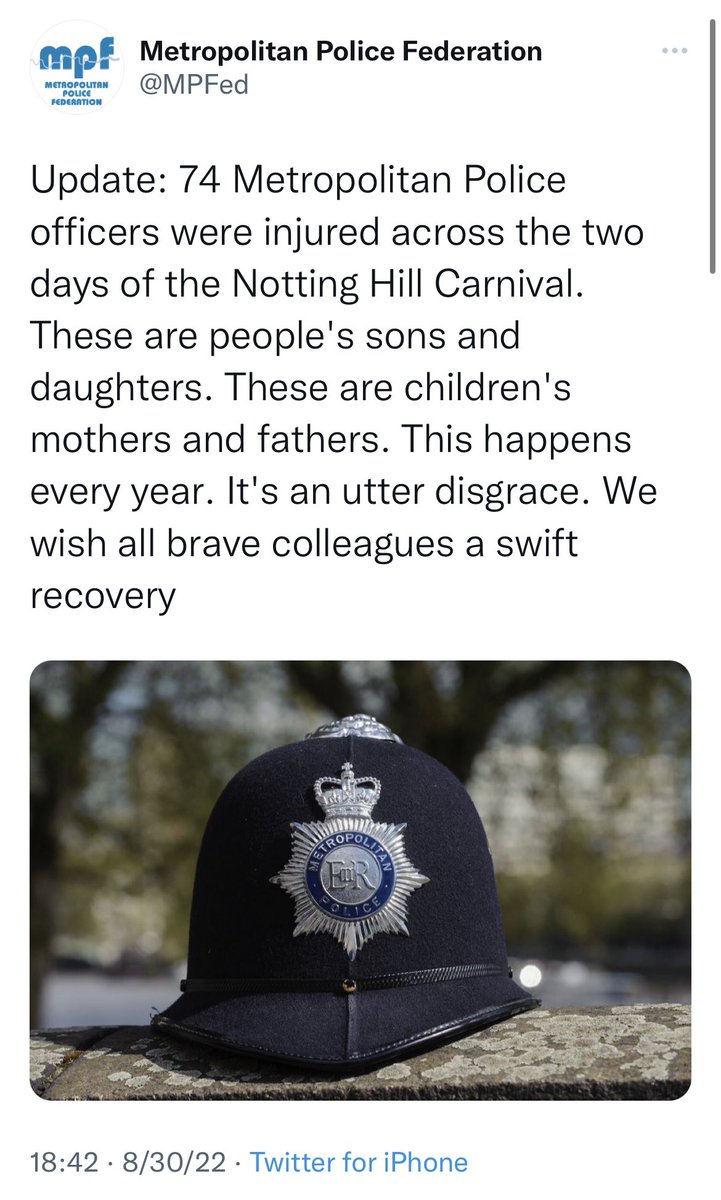 Remember when the Met Police Federation told us 74 police officers were injured at Notting Hill Carnival? I thought it might be worth asking the Met via FOI if that was true &, if so, what injuries had occurred They replied today. Turns out the numbers weren’t quite right…