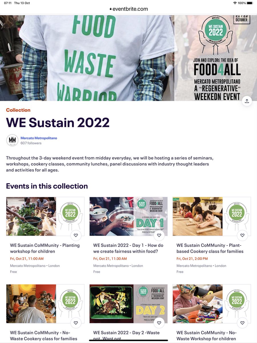 mercatometropol's tweet photo. WE Sustain 2022 | 21-23 October
For your free tickets to any of our 3-day weekend series of workshops, cookery classes, community lunches, panel talks, seminars and activities for all ages …. Please click here 
https://t.co/5LENabQTD2 #WeSustain  #JoinTheMovement https://t.co/PgnZSduHeq