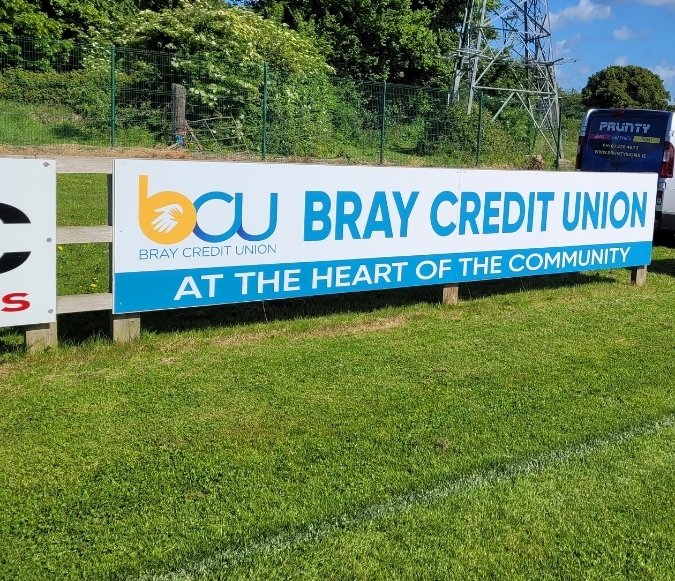 BrayEmmets's tweet photo. Thank you to some of our recent pitch signage sponsors. Your support goes a long way to help us keep our club running and the lights on in these dark evenings. Thank you. @Futurerange1 @BrayCreditUnion @HLBIreland https://t.co/uvyglt4HUj