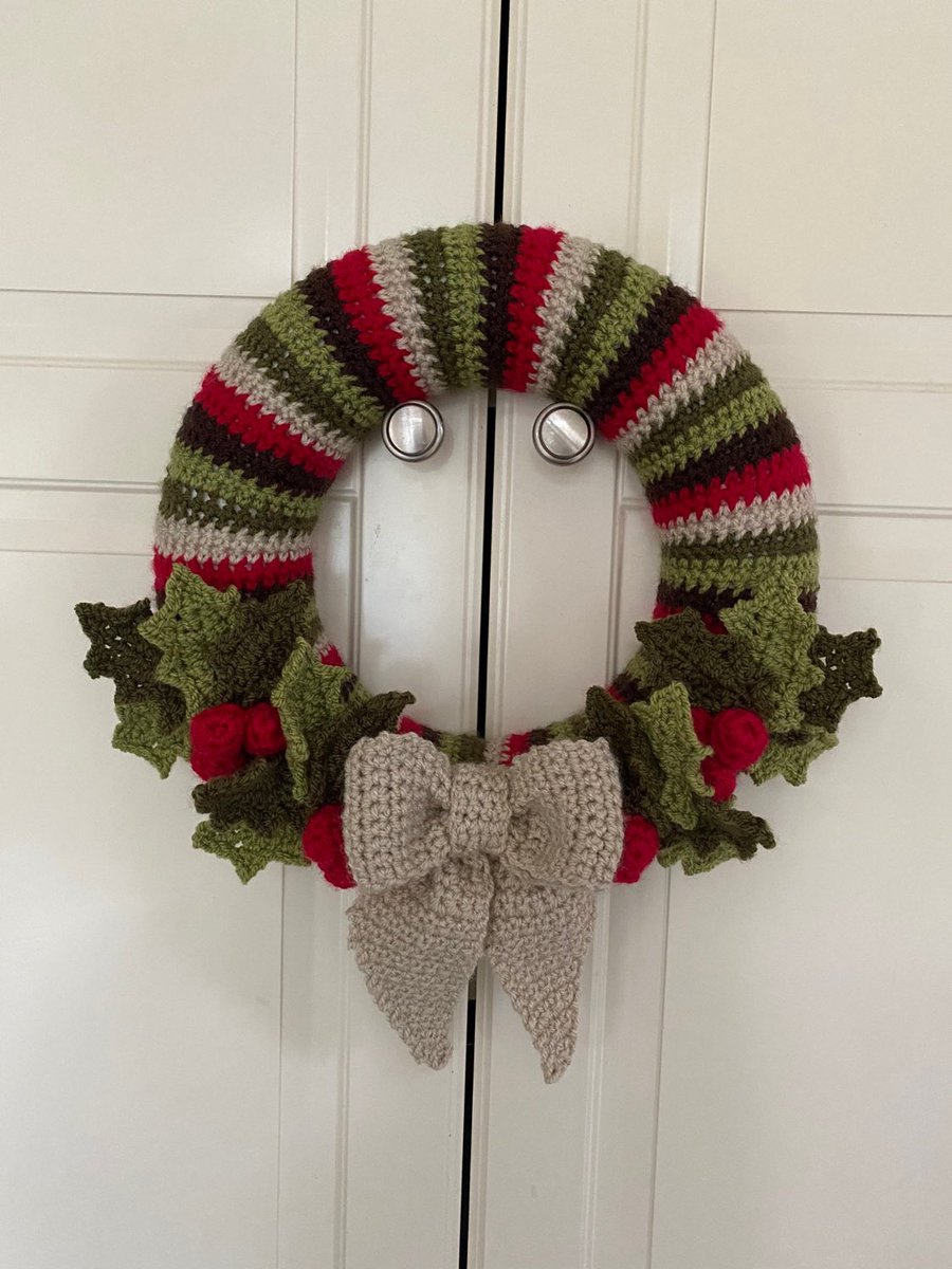 TheYarnBee's tweet photo. Excited to share this item from my #etsy shop: Crochet Christmas Wreath #colourful #crochetwreath #christmaswreath https://t.co/Jz7mAmVXLC https://t.co/KUirgwW6ax