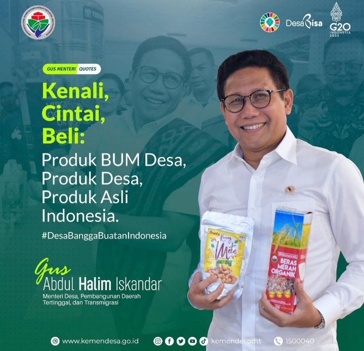 Cintailah Produk-Produk Indonesia #DesaBanggaBuatanIndonesia 
<a href="/jokowi/">Joko Widodo</a> 
<a href="/halimiskandarnu/">ABDUL HALIM ISKANDAR</a> 
@kemendespdtt 
<a href="/malik_haramain/">malikharamain</a> 
<a href="/imansyukri/">Iman Sukri</a> 
<a href="/taufikmadjid71/">IG : taufik.madjid</a> 
@yusradaridesa 
<a href="/azzameldzikrie/">#SantriIndonesia</a> 
<a href="/tppkemendes/">TPP KEMENDES</a>