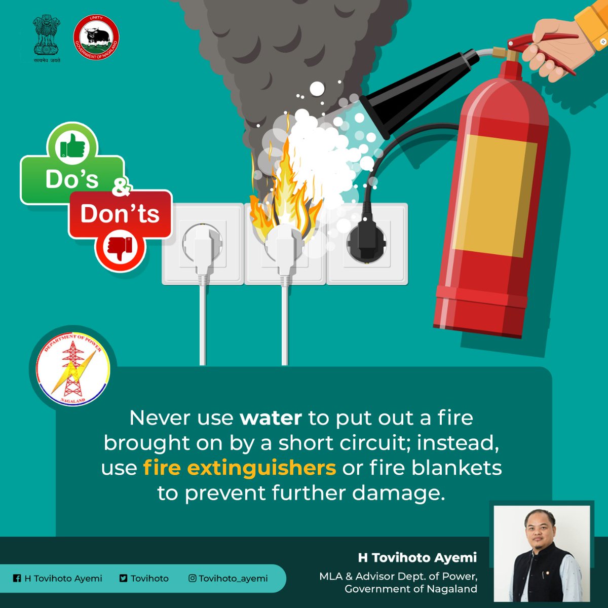 tovihoto's tweet photo. #ElectricalFacts
#ThursdayTrivia
Water should not be used to extinguish the fire from short-circuit hazards since it can lead to electrocution.
We should always be mindful of this fact and use a fire extinguisher to prevent further damage. https://t.co/dLK0KbVSiE