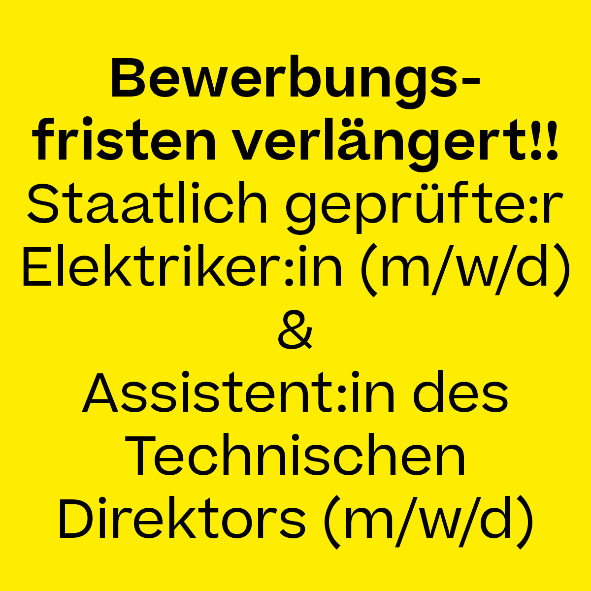 👉Jetzt bewerben und die #theaterakademie ab dem 01.01.2023 als staatlich geprüfte:r Elektriker:in (m/w/d) oder als Assistent:in des Technischen Direktors (m/w/d) unterstützen!
Bewerbungsfrist: 11.11.2022
Weitere Infos unter theaterakademie.de/jobs
#theaterakademie #dieeverding