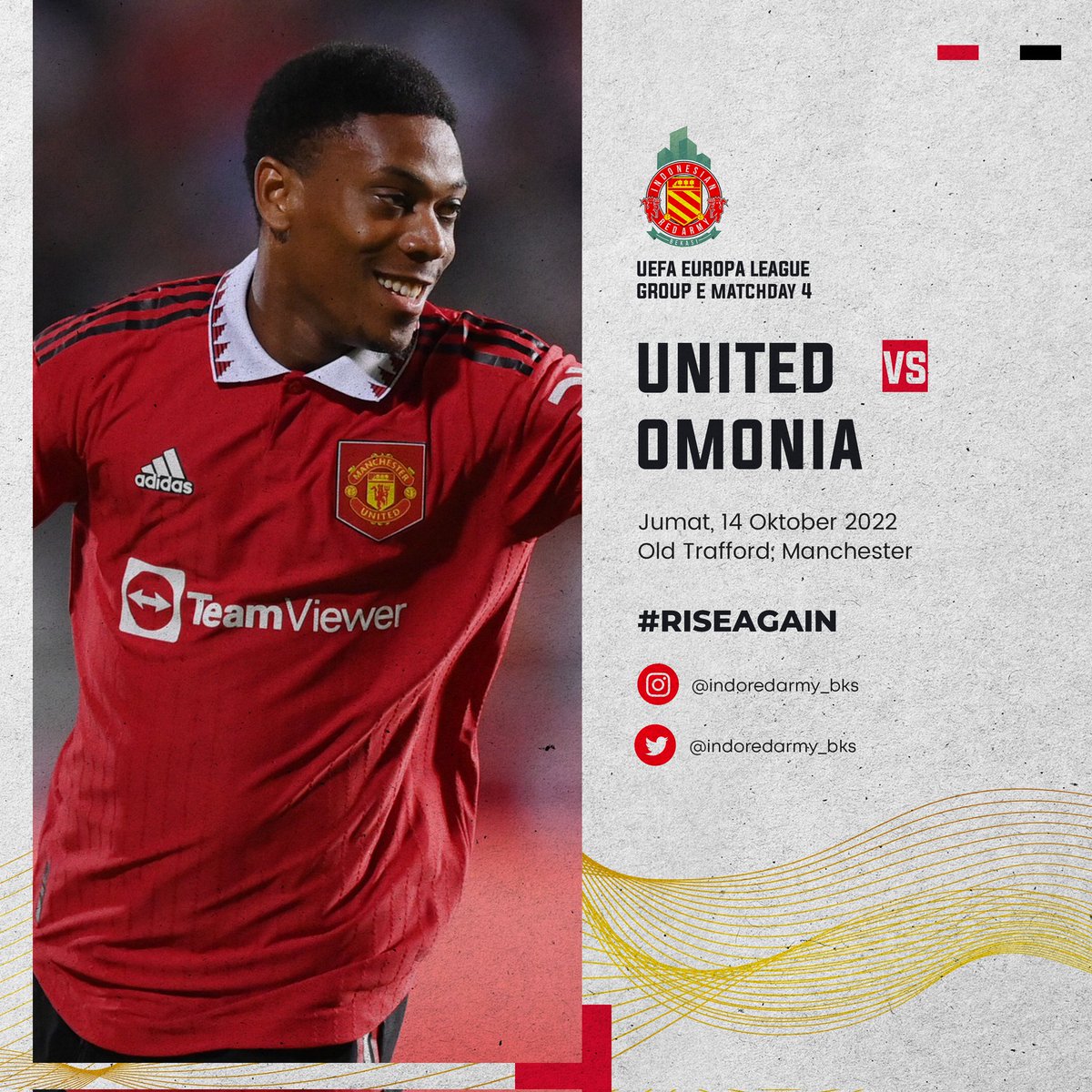 indoredarmy_bks's tweet photo. European night at Old Trafford

Manchester United vs Omonia
Jumat, 14 Oktober 2022
Kick off: 02.00
Old Trafford
Live at: Vidio &amp; SCTV

#MUFC #IndoRedArmy #indoredarmybekasi #RiseAgain https://t.co/H6CqOawQ50