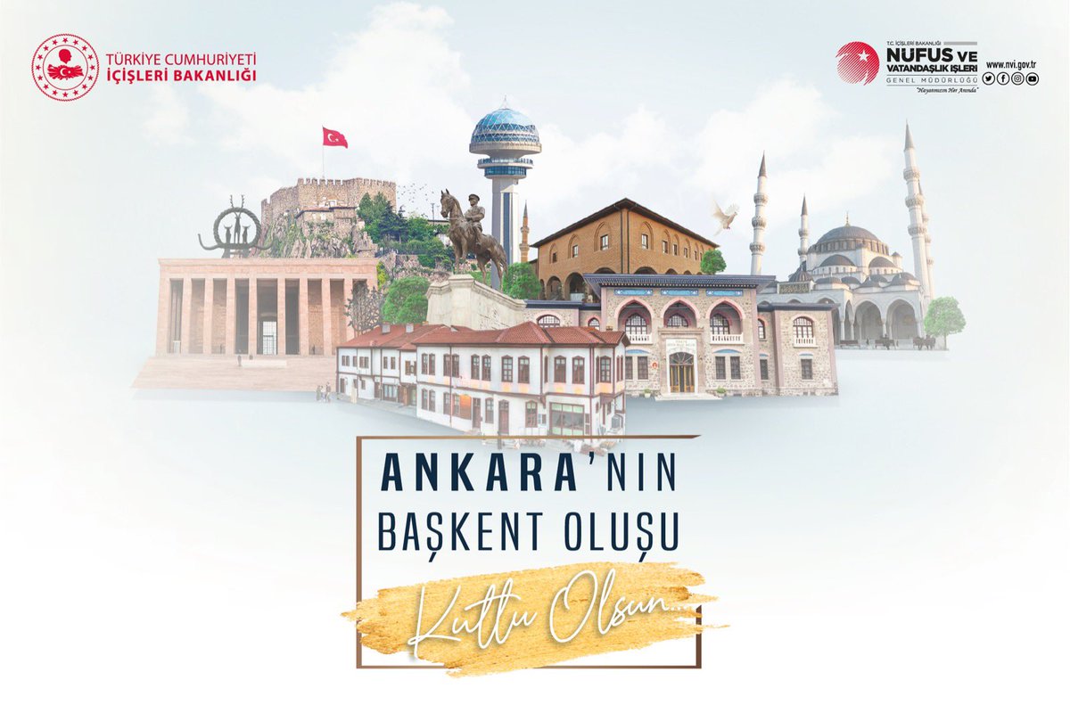 Milli mücadelenin, demokrasinin ve cumhuriyetin sembollerinden Ankara’nın başkent oluşunun 99. yıl dönümü kutlu olsun..