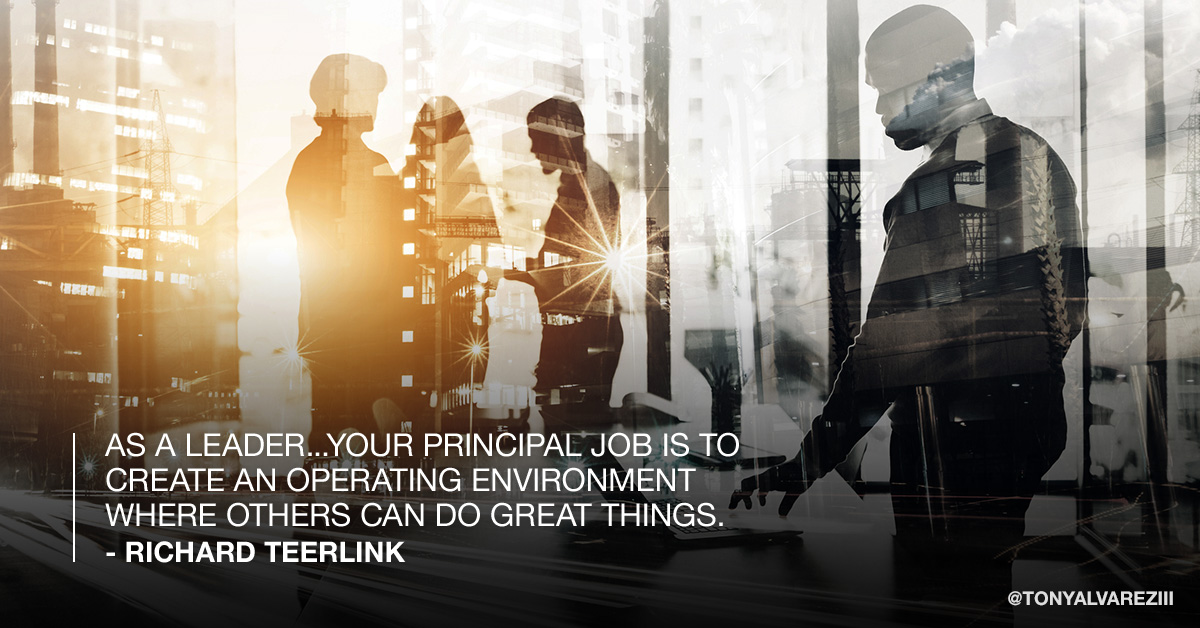 If your work environment creates &amp; cultivates leaders, then you're doing something right! #RichardTeerlink #Leadership #QOTD #ThursdayThoughts
