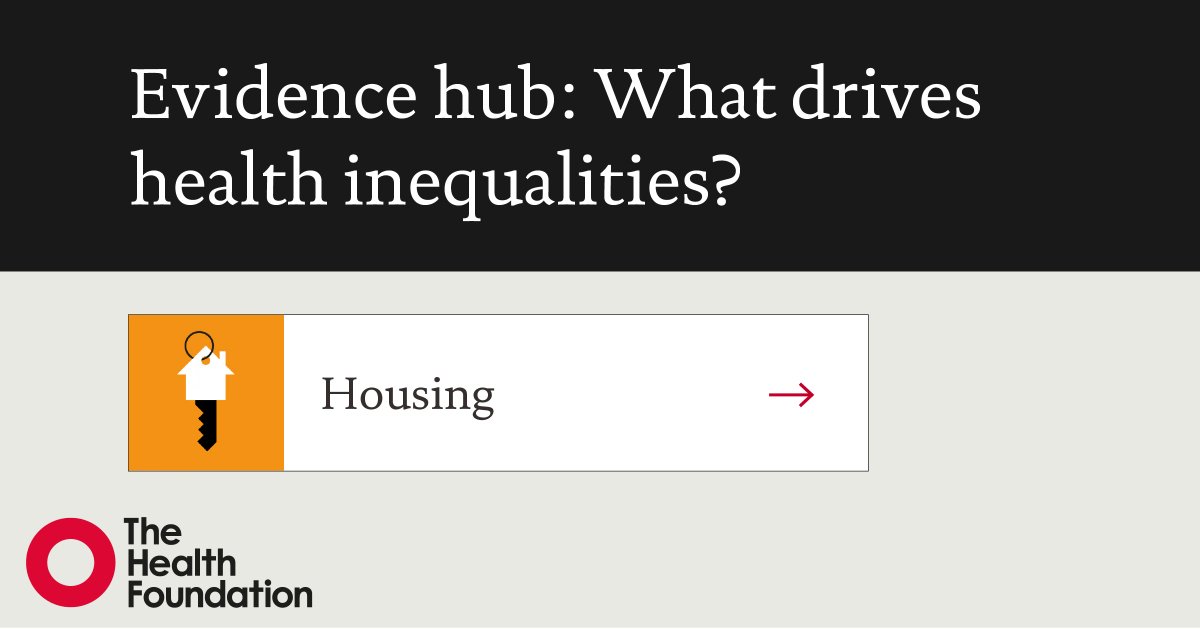 Housing has a big impact on people's health and wellbeing.

Our evidence hub contains insights and analysis on:

🏠 affordability
🏠 quality
🏠 stability & security
🏠 multiple housing problems

Explore trends and inequalities in housing and health now 🔽
health.org.uk/evidence-hub/h…