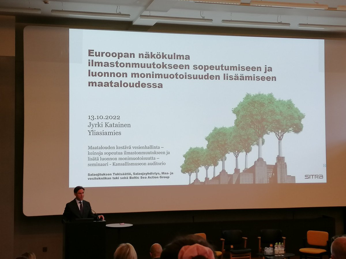 #kestävävesienhallinta - seminaarissa <a href="/jyrkikatainen/">Jyrki Katainen</a> <a href="/sitrafund/">Sitra</a> korosti hyvin luontopääoman merkitystä ja luontokadon torjuntaa meidän yhteisenä haasteena. Kaikki luontokatoa edistävät toimet auttavat myös ilmastomuutoksen torjunnassa.