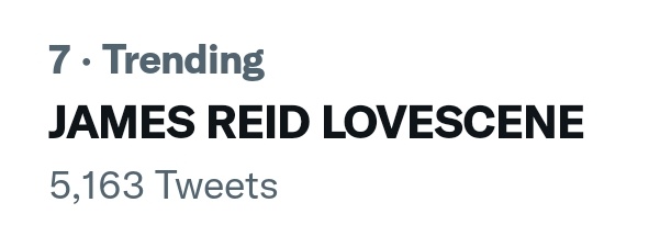 7th spot with 5,163 tweets!

2 MINS BEFORE LOVESCENE COMES OUT!

JAMES REID LOVESCENE
#lovescene 🌹
