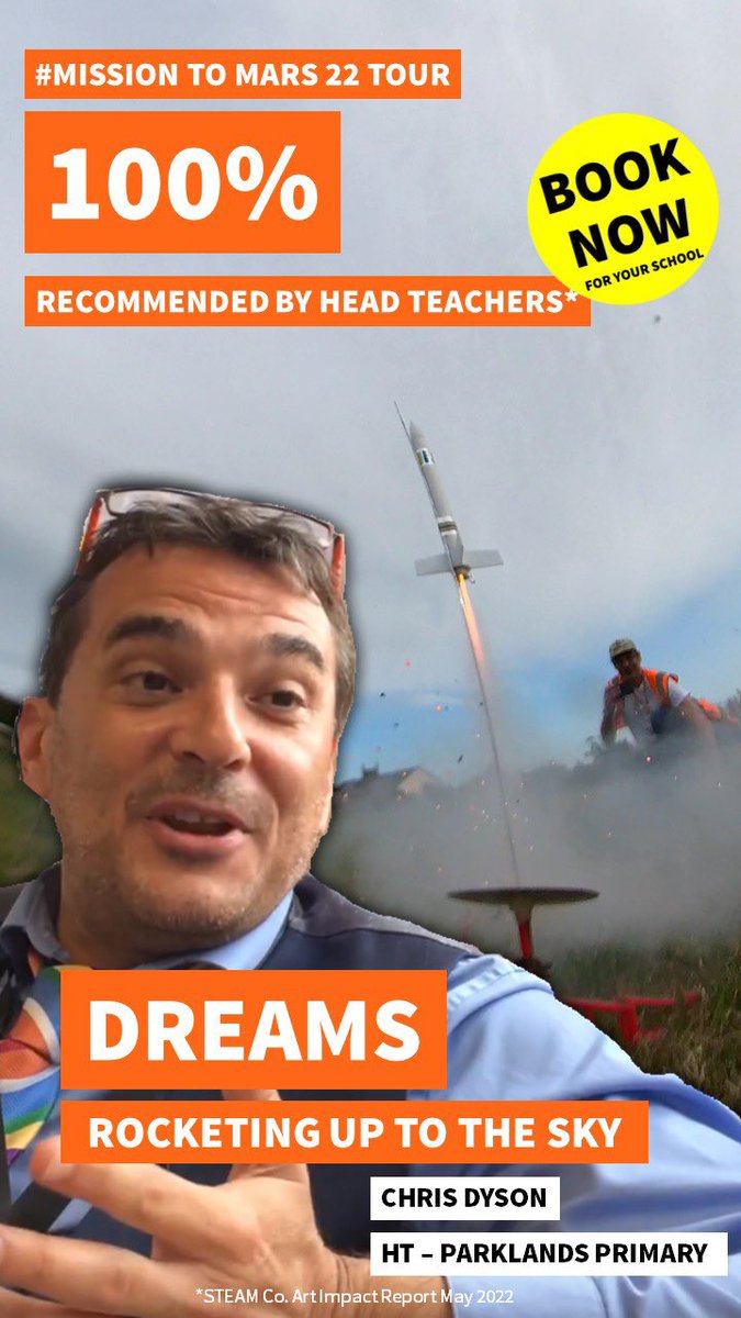 ST3AMCo's tweet photo. HELP YOUR KIDS AIM HIGHER
Book our #MissionToMars22🚀 session for your school now:
- All School Assembly
- Creative activities
- Real Rocket Launch
- Live streamed to community
100% of heads recommend it
BOOK NOW: https://t.co/9FwqNcXSQ4 https://t.co/bLo7aPbHJv