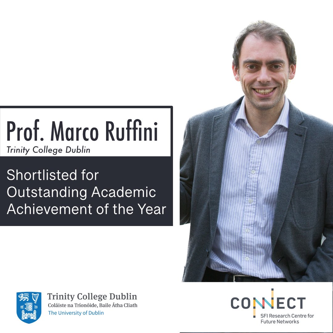 connect_ie's tweet photo. Prof. Marco Ruffini @tcddublin has been shortlisted for the the @technology_irl Outstanding Academic Achievement of the Year Award for his work @OpenIreland6G #OpenRAN technology! @ibec_irl https://t.co/S9zlrHmwSC