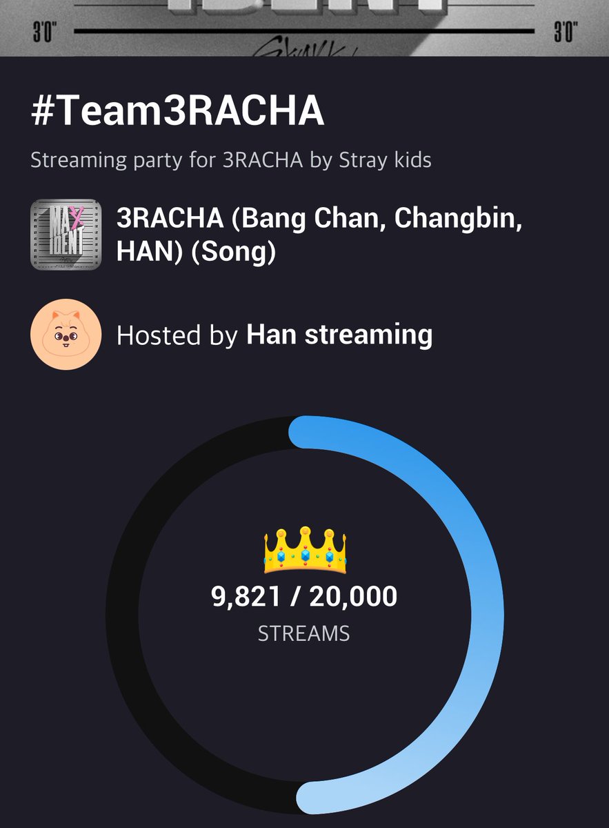 ➢ #HanStreaming party update ! 

#Team3RACHA is leading for now, but #TeamCHILL seems to be slowly catching up~