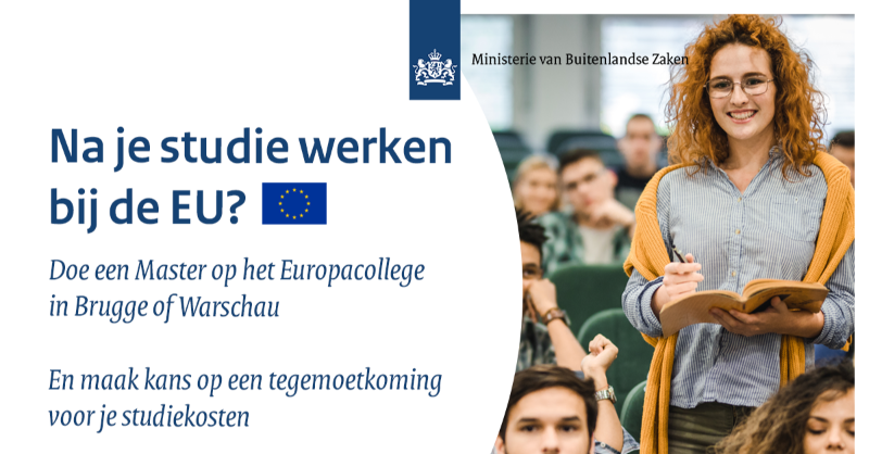 MinBZ's tweet photo. 🇪🇺 Heb jij ambities om na je studie te werken bij de Europese Unie?

🎓 Het @collegeofeurope en @coenatolin vormen een goede basis voor een Europese carrière.

🇳🇱 10 Nederlandse studenten kunnen nu in aanmerking komen voor een tegemoetkoming. Lees meer ⤵️