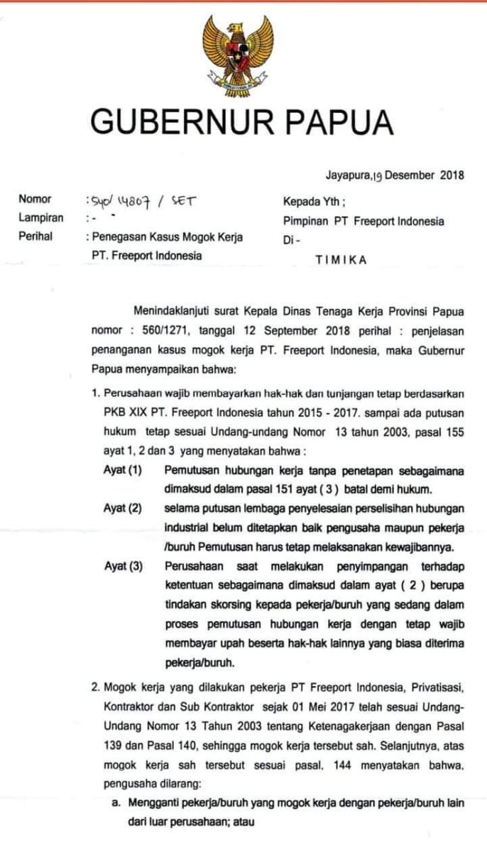 QQMassada's tweet photo. Surat ini sudah dari tahun 2018, tetapi pemerintah dan @KemnakerRI tidak ada penekanan ke freeport.
@jokowi @idafauziyah
@narasitv @KomnasHAM @DPR_RI
#mokerfreeportmasihberjuang
#presiden_RI_Jokowidodo
#Menaker_RI
#DPR_RI_KomisiIX
#DPRP_Papua
#DPRD_Mimika
#Disnakertrans_Mimika https://t.co/OjBzoIxJ2d