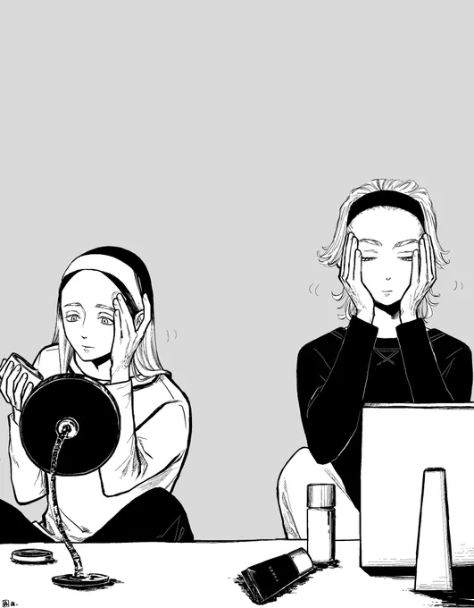 昔の絵
めっちゃスキンケアにこだわる2人。特に竜胆はシワまで気にしてる(20代前半) 