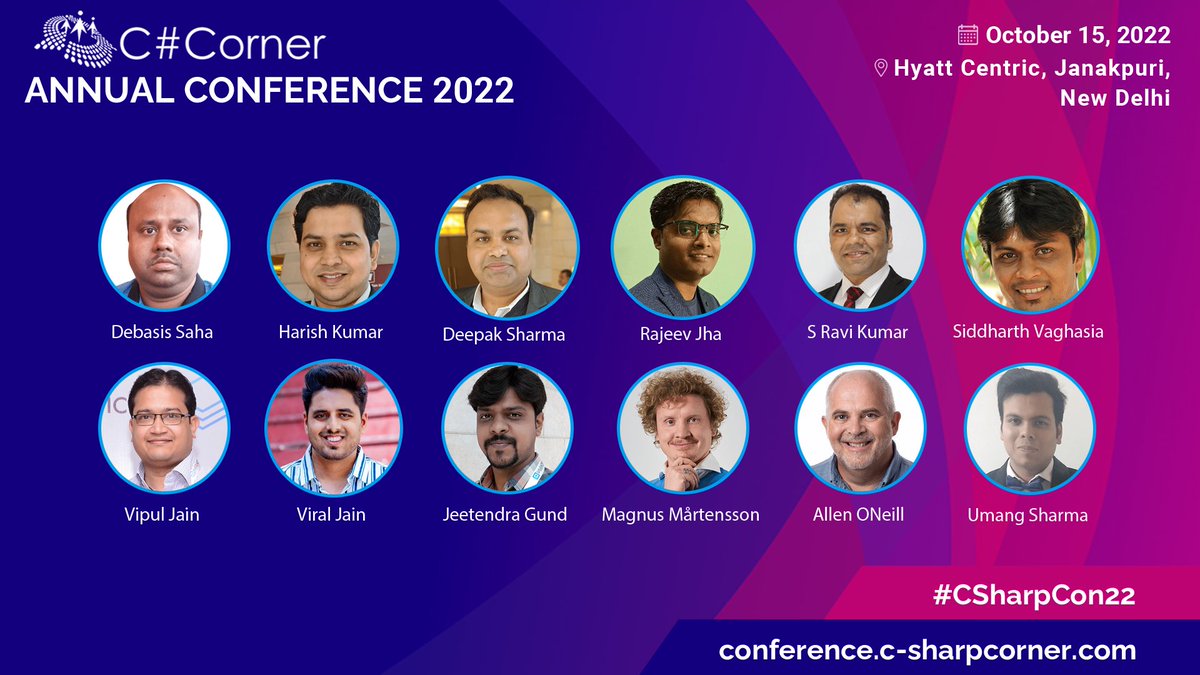 CsharpCorner's tweet photo. Get your ticket today for @CsharpCorner Annual Conference 2022! Great speakers lineup
Check out more and Register here>> https://t.co/AKwBpNzj42
#CSharpCon22 #TechConference #Developers #IndiaTech #Coding #Csharp10 https://t.co/HdxyEg4qkN