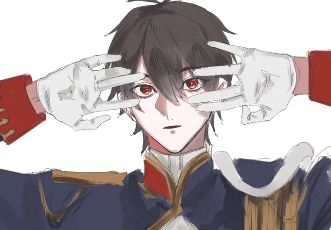 おそじごの見開かれた目〜の動き好きだな〜の絵 