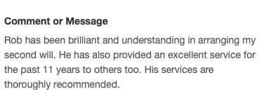 robabell's tweet photo. Not done your Will yet? Need advice and your options explained in plain English? Now not a good time to get in touch? We're here for when you are so save our page. Existing client below who emailed me their review.. 

#willwritingnearme #willsandtrusts #willplanningsolutions https://t.co/WpELfLWoK7
