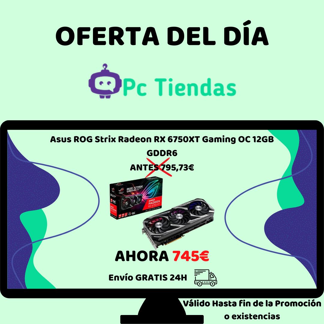 pc_tiendas's tweet photo. ¡Semana de Gráficas AMD en #Oferta! Consigue la #RX6750XT de #ASUS Rog Strix con 16GB GDDR6 por
Ahora: 745€✅
Antes: 795,73€❌

¡Envío GRATIS 24 Horas!

Link👉https://t.co/G5MooCl9fb

#Chollo #chollos #OfertaDelDía #ofertas #GamingSetup #Gamer #chollazo #videojuegos #rdna3 https://t.co/A7i37MFpvU