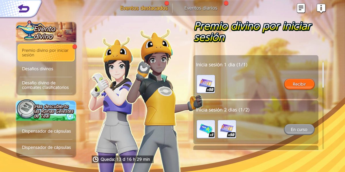 Nuevo evento divino! Misiones diarias y de inicio de sesion para obtener premios, como ese gorro de Dragonite! #PokemonUNITE