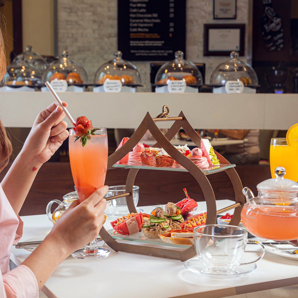 CourtyardAUH's tweet photo. Enjoy a #pinkalicious afternoon tea at Fifth Street Cafè with savory treats and unlimited coffee or tea.😋🧁🎀✨

🎀AED 85 net for 2 people 
💕Available daily 3pm - 6pm
✨ October 1 - 31, 2022
#october #pinktober #courtyardabudhabi #abudhabi #afternoontea #marriottinternational https://t.co/NKEy6CDl33