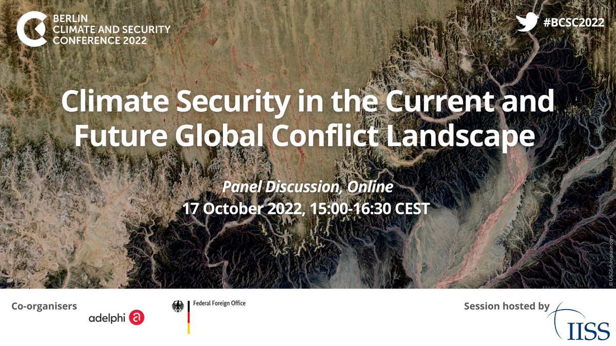 On Oct. 17, HCSS senior strategic analyst <a href="/LauraBirkman/">Laura Birkman</a> will participate in an online panel during the Berlin Climate Security Conference, together with <a href="/_IreneMia/">_IreneMia</a>, <a href="/ericapepe7/">Erica Pepe</a>, <a href="/aleccrawfordTO/">Alec Crawford</a> 

Info + registration: go.iiss.org/ClimateSecurity

#BCSC2022