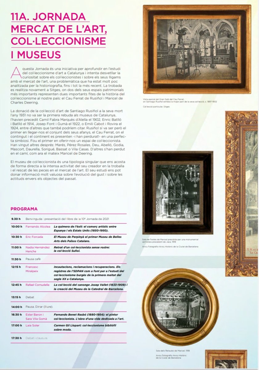 EsterBaron's tweet photo. Demà divendres 14 d'octubre parlarem de col.leccionisme i mercat de l'art al Palau de Maricel de Sitges https://t.co/rwLaeejAHg