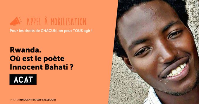 ClementBoursin's tweet photo. Since 7 February 2021, Innocent Bahati, a popular Rwandan poet, has been missing. Known for his open and critical expression on social issues, the Rwandan authorities have not published any investigation report about his disappearance https://t.co/kMJh43JtOd

Don't forget it ! https://t.co/zXfjZirBqQ
