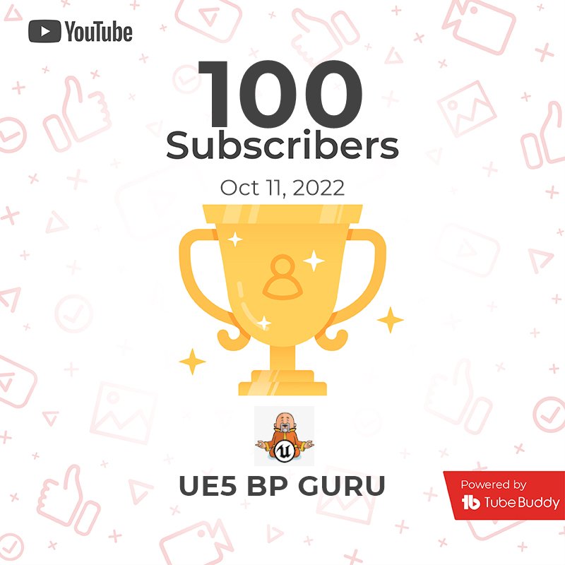 UE5GURU's tweet photo. A huge thank you to my first 100 followers on #Youtube i cant believe this incredible growth in just 15 days! For all #UnrealEngine5 Tutorials check out my channel. 

#Ue4 #Ue5 #UE5Study #Unrealengine #epicgames https://t.co/Jkh5IQS3Tt