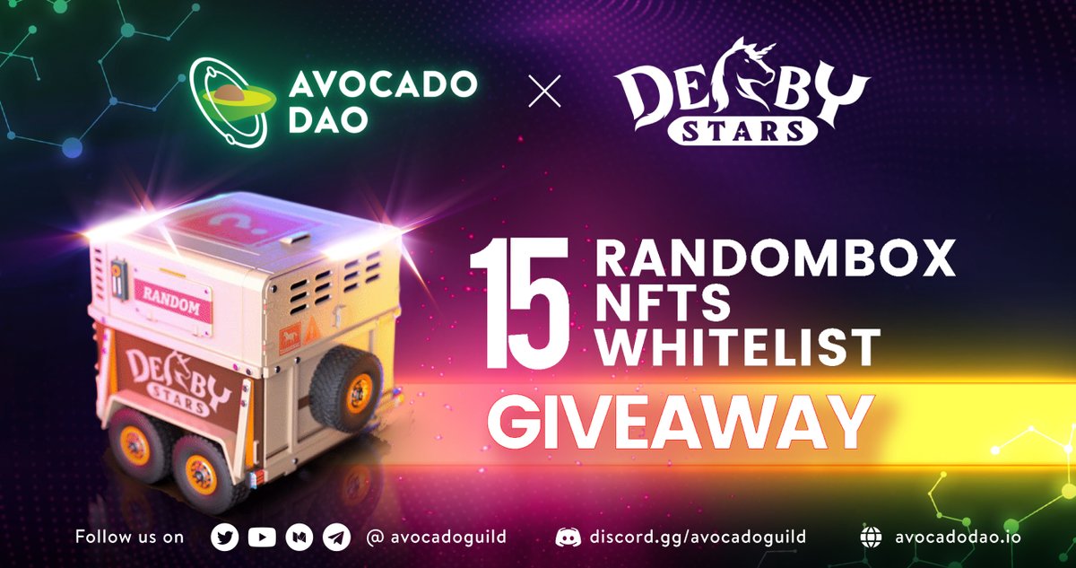 Yes, You Hear it Right👂

Avocado partners with <a href="/DerbyStars_HQ/">Derby Stars</a> to give away 15 Randombox NFT!🎁

Complete all entries, and one of them could be yours!👀
gleam.io/e5kKD/avocado-…