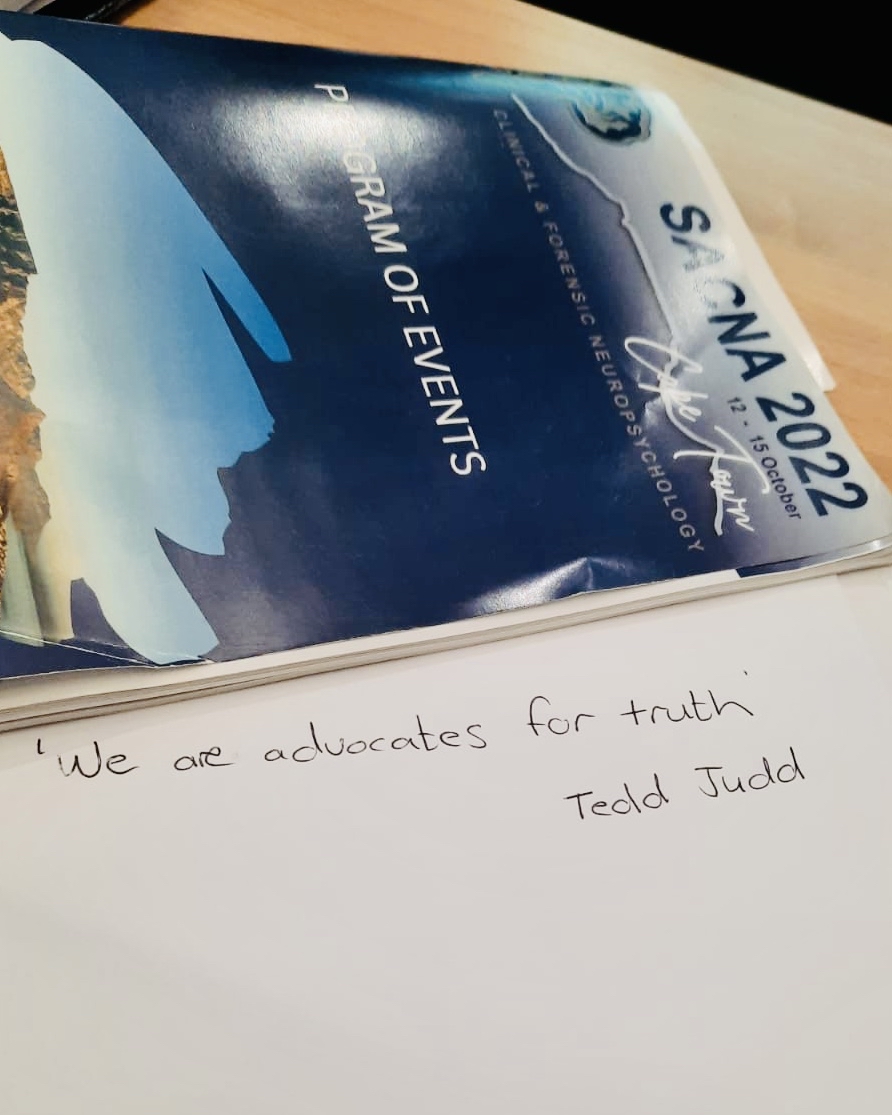 SaSacna's tweet photo. βWe are advocates for truthβ
- Tedd Judd on Criminal Forensic Neuropsychology
#SACNA2022 #SACNAConference2022 #neuropsychology #CapeTown #clinicalpsychology #educationalpsychology #forensicpsychology #counsellingpsychology #backtoconferencing https://t.co/VELfZYMQQ3