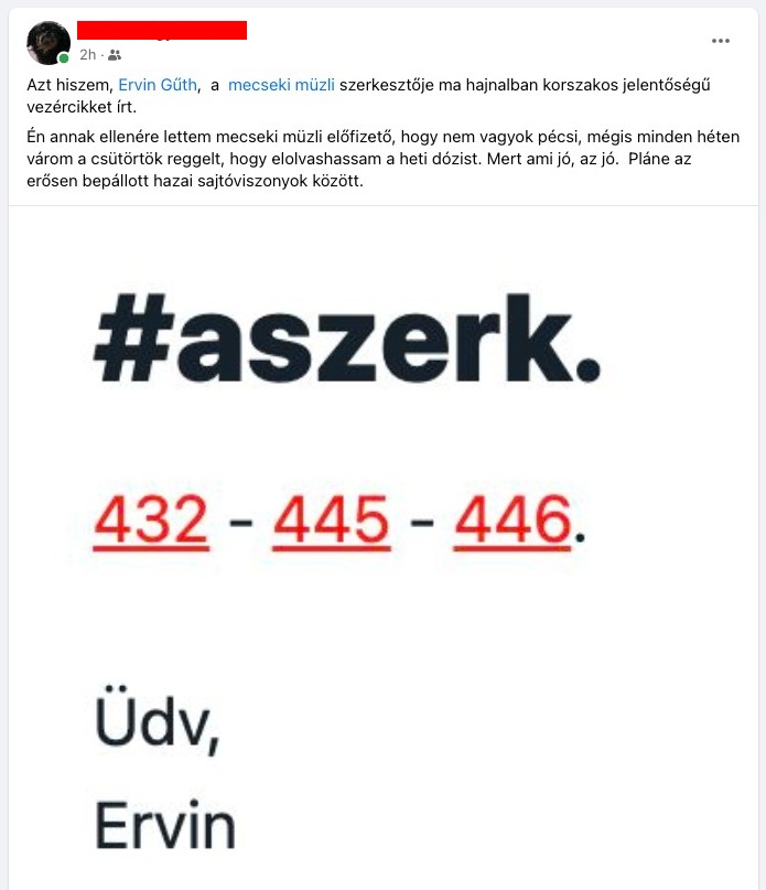 ervinguth's tweet photo. nekem így indult a reggelem, az ilyen visszajelzések miatt érdemes csinálni a mecseki müzli hírlevelet. egyébként erről van szó: https://t.co/79xDpaVJsa https://t.co/wzg3zfze8N
